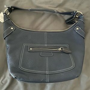 COACH PENELOPE NAVY BLUE PEBBLED LEATHER HOBO BAG F14680